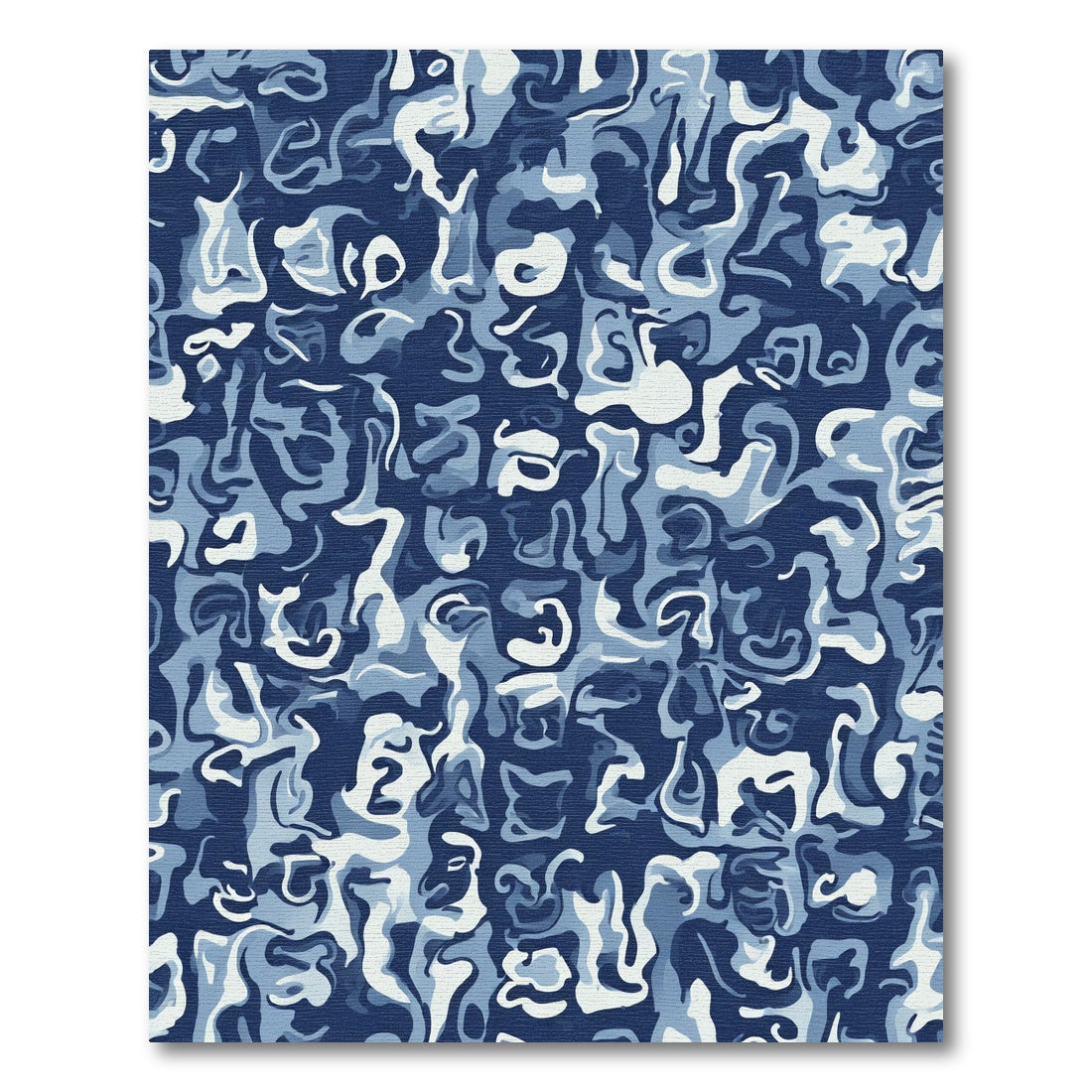 Abstract Blue White Camouflage Blend Rug