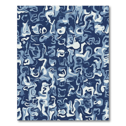 Abstract Blue White Camouflage Blend Rug