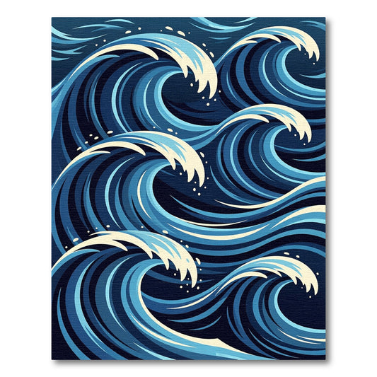 Dynamic Navy Blue Abstract Ocean Wave Rug
