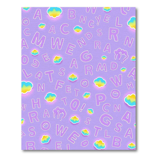 Lavender Alphabet Cloud Scatter Rug