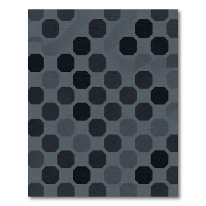 Dark Gray Octagon Grid Rug