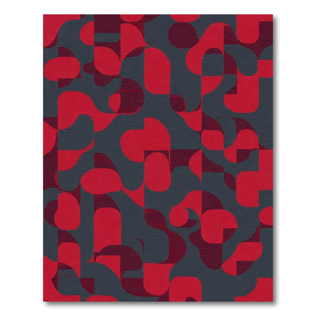 Crimson Abstract Geometric Flow Rug