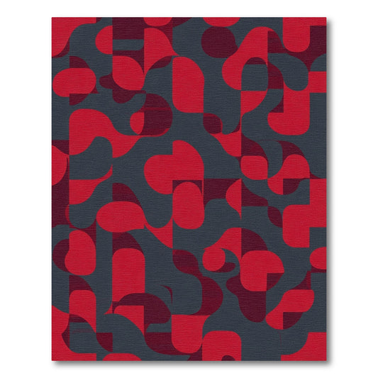 Crimson Abstract Geometric Flow Rug
