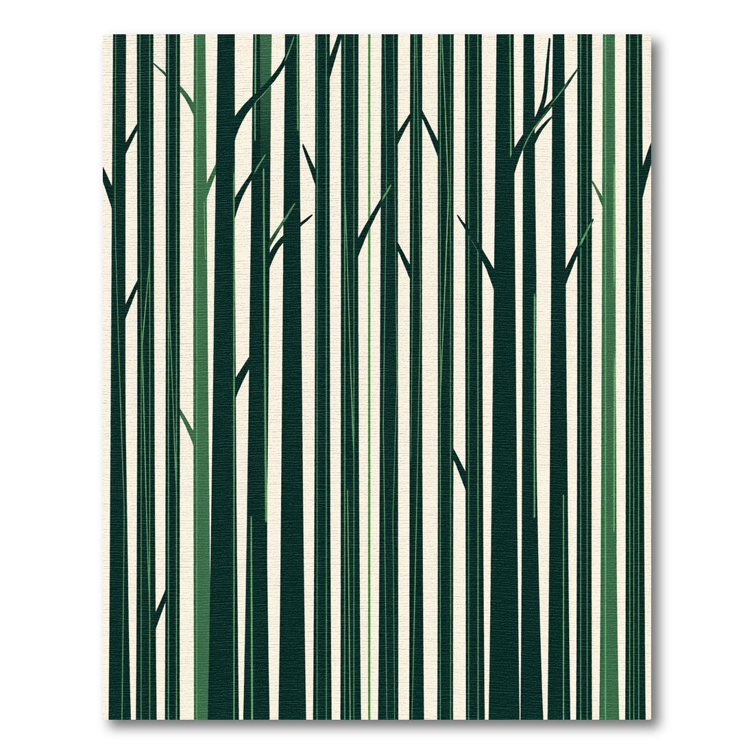 Dark Green Vertical Forest Trees Rug