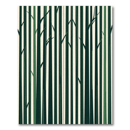 Dark Green Vertical Forest Trees Rug