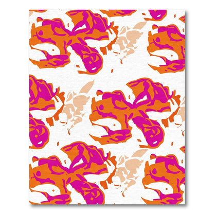 Abstract Orange Pink Orchid Bloom Rug