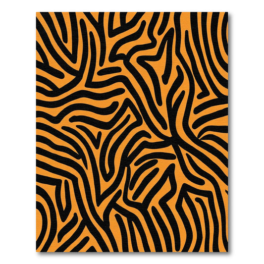 Dynamic Orange Black Wavy Lines Rug