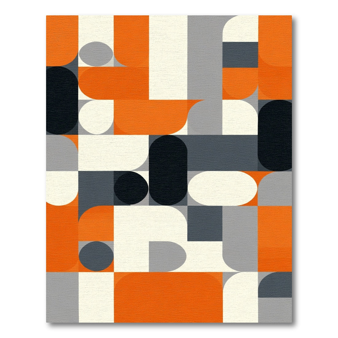 Modern Orange Black Geometric Abstraction Rug