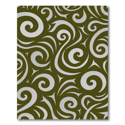 Olive White Swirl Nature Rug