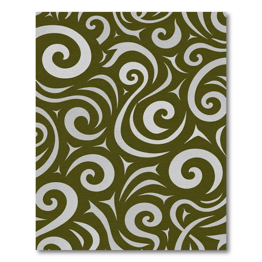 Olive White Swirl Nature Rug