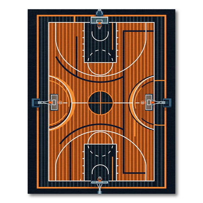 Modern Geometric Basketball Court Graphic Rug