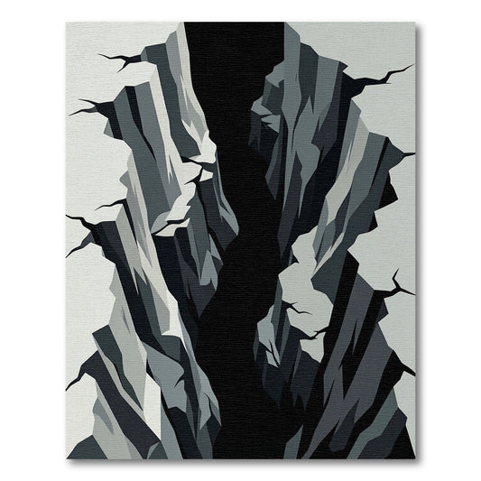 Monochromatic Abstract Geometric Canyon Crevice Rug