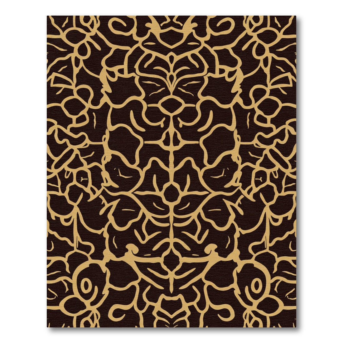 Dark Gold Symmetrical Organic Lines Rug