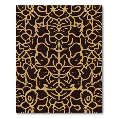 Dark Gold Symmetrical Organic Lines Rug