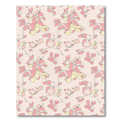 Pink Yellow Floral Line Art Rug