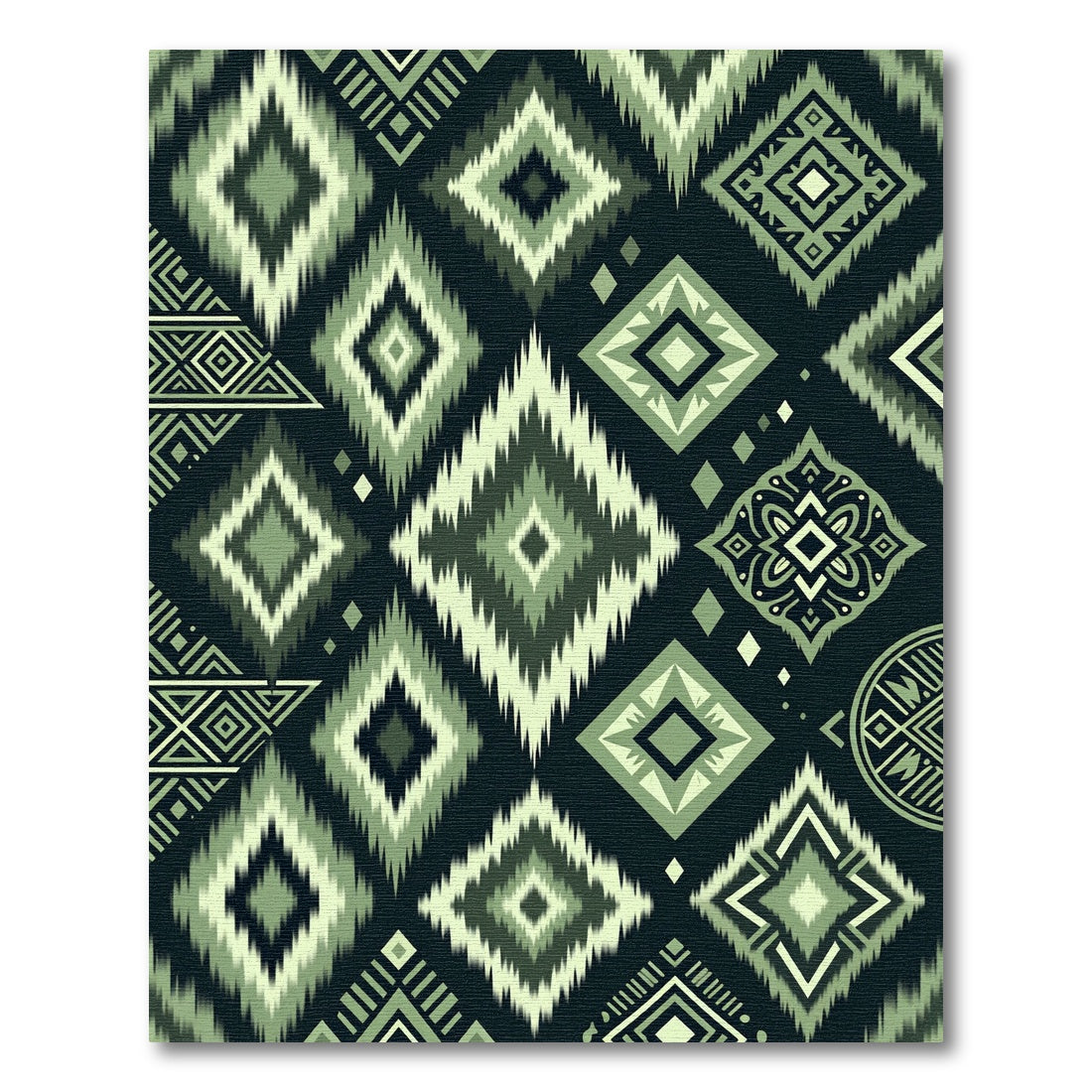Green Diamond Tribal Medallion Rug