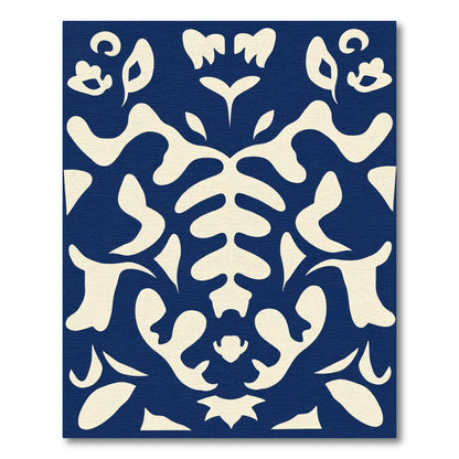 Deep Blue Abstract Organic Splatter Rug