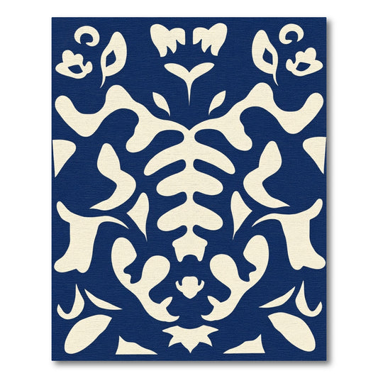 Deep Blue Abstract Organic Splatter Rug