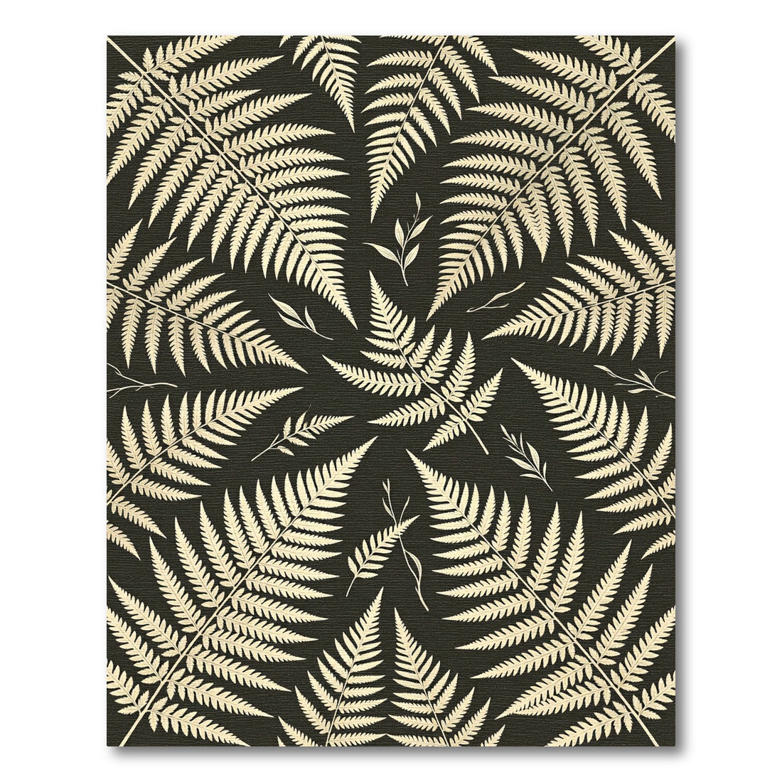 Cream Fern Botanical Dark Earth Rug