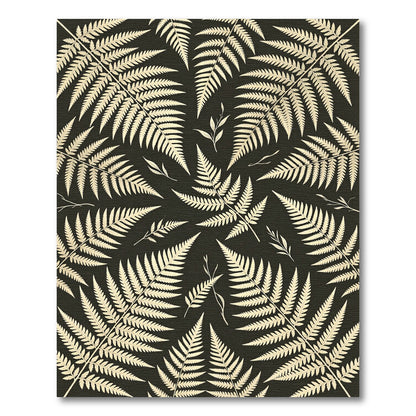 Cream Fern Botanical Dark Earth Rug