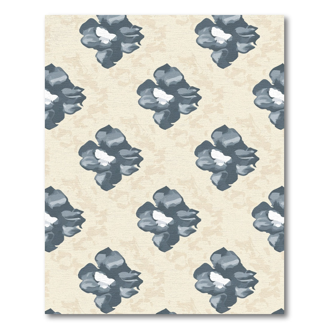 Soft Gray Watercolor Blossom Pattern Rug