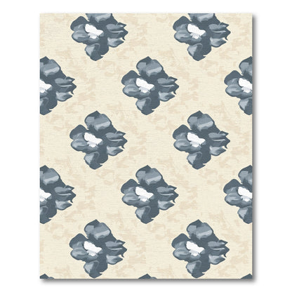 Soft Gray Watercolor Blossom Pattern Rug