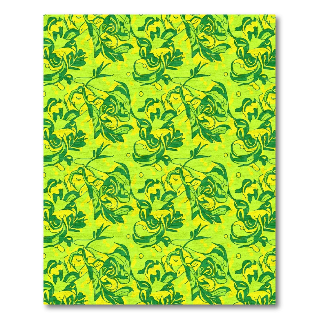 Lime Green Swirling Vine Abstract Rug