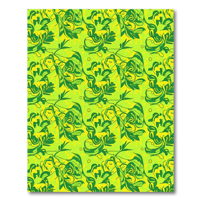 Lime Green Swirling Vine Abstract Rug
