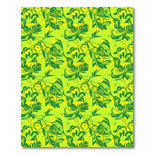 Lime Green Swirling Vine Abstract Rug