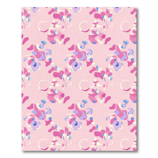 Pink Abstract Floral Swirl Composition Rug