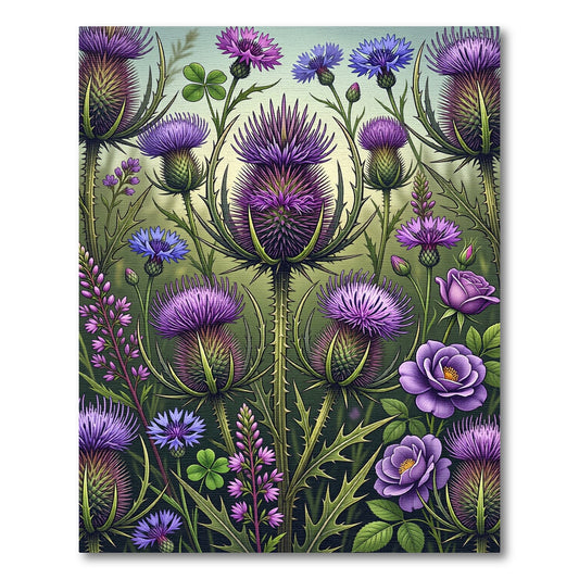 Enchanted Purple Thistle Floral Meadow Rug
