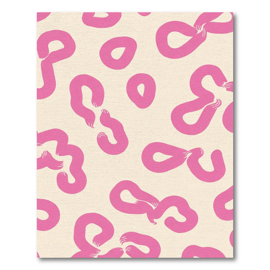 Pink Curved Links Cream Rug