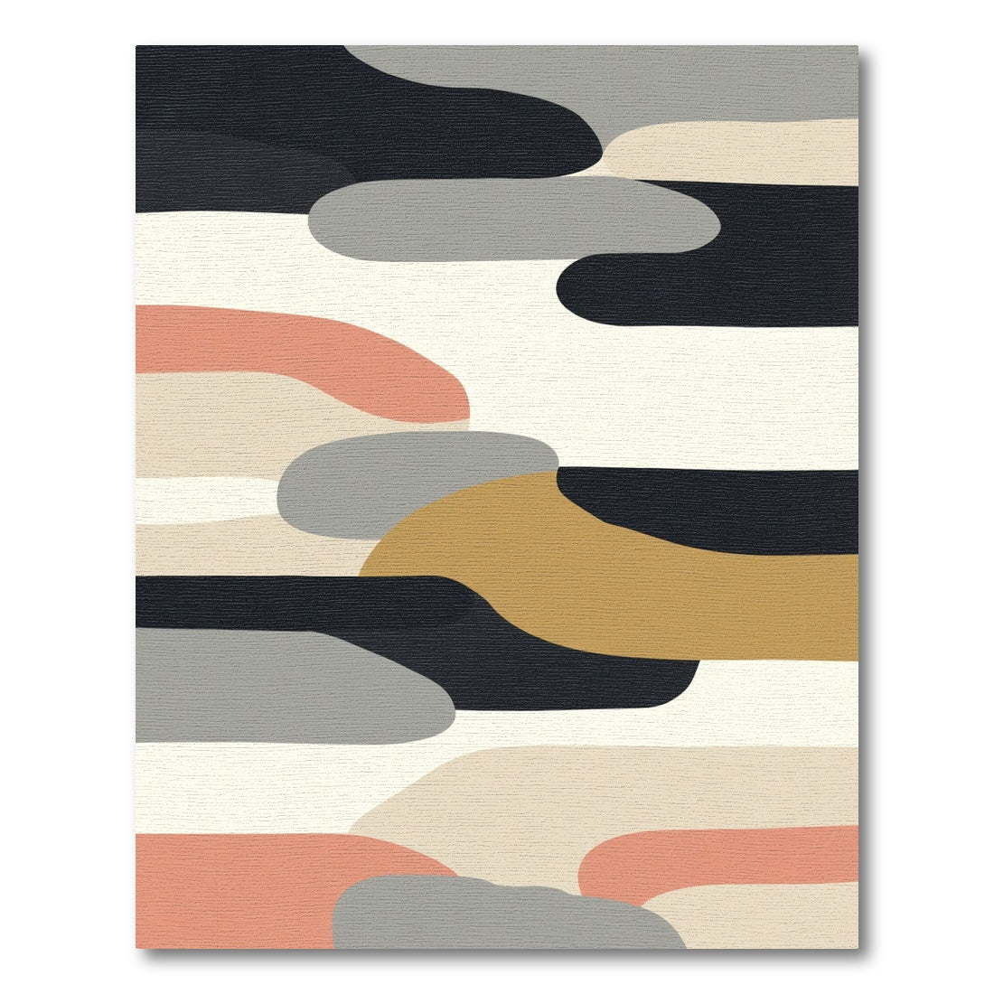 Abstract Ochre Coral Gray Shapes Rug