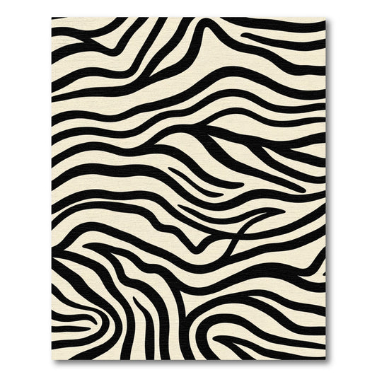 Cream And Black Abstract Zebra Stripes Rug