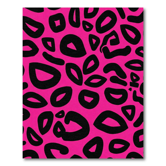Bold Pink Black Spotty Animal Print Rug