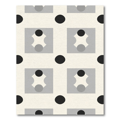 Monochromatic Retro Grid Polka Dot Rug