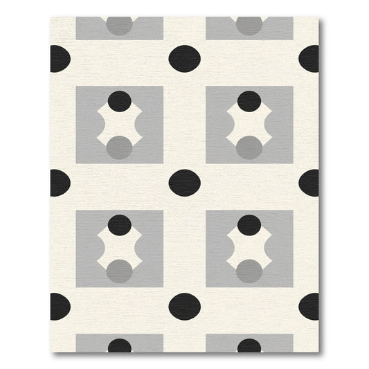 Monochromatic Retro Grid Polka Dot Rug