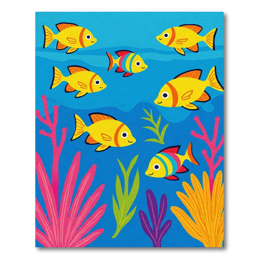 Colorful Schooling Fish Coral Reef Rug
