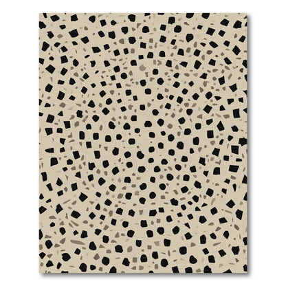 Cream Black Scattered Pebble Rug