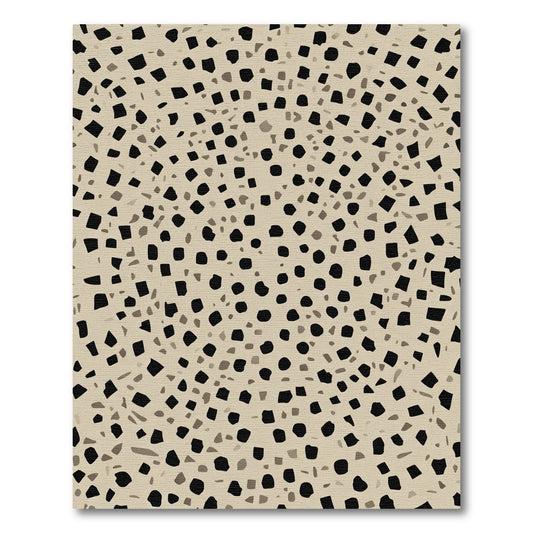 Cream Black Scattered Pebble Rug