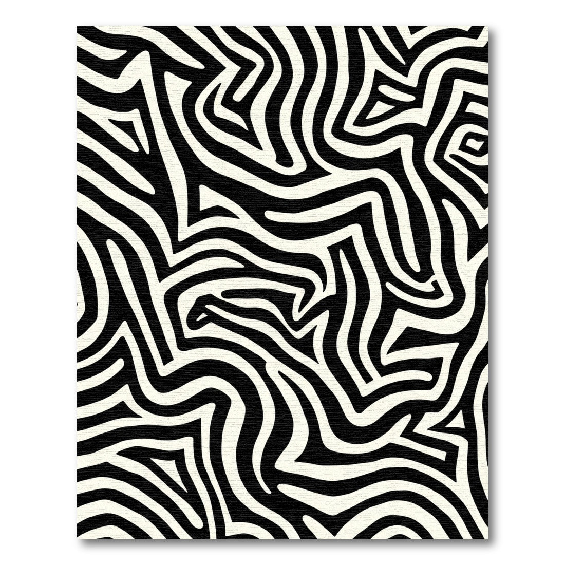 Bold Black White Abstract Stripe Rug