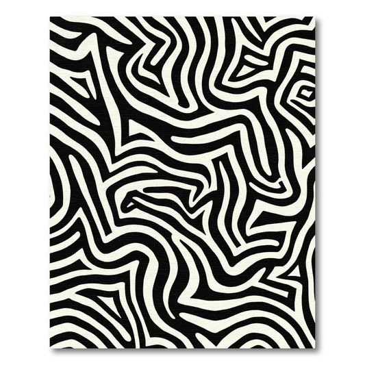 Bold Black White Abstract Stripe Rug