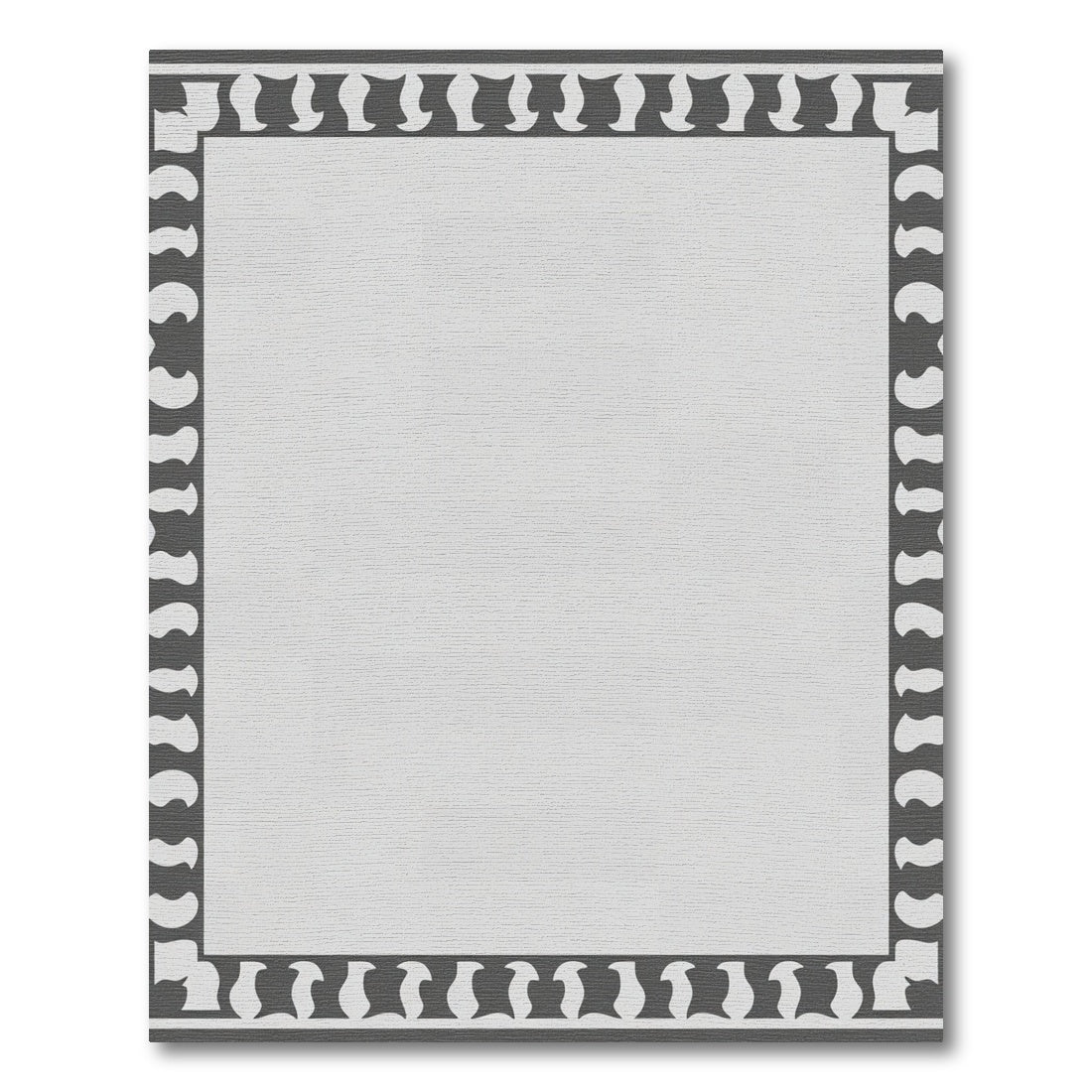 Gray White Organic Border Rug
