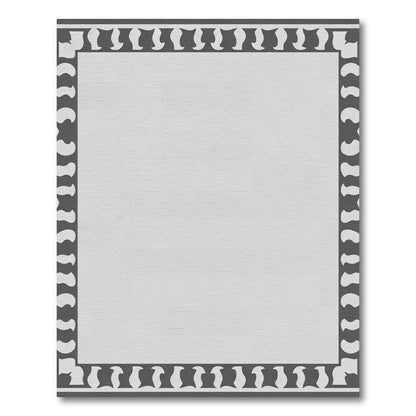 Gray White Organic Border Rug