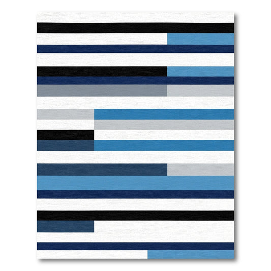 Modern Geometric Blue Stripe Rug