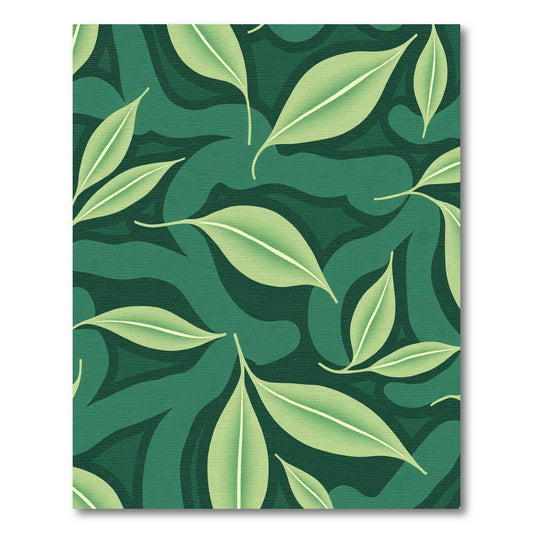 Forest Green Leafy Swirl Background Rug