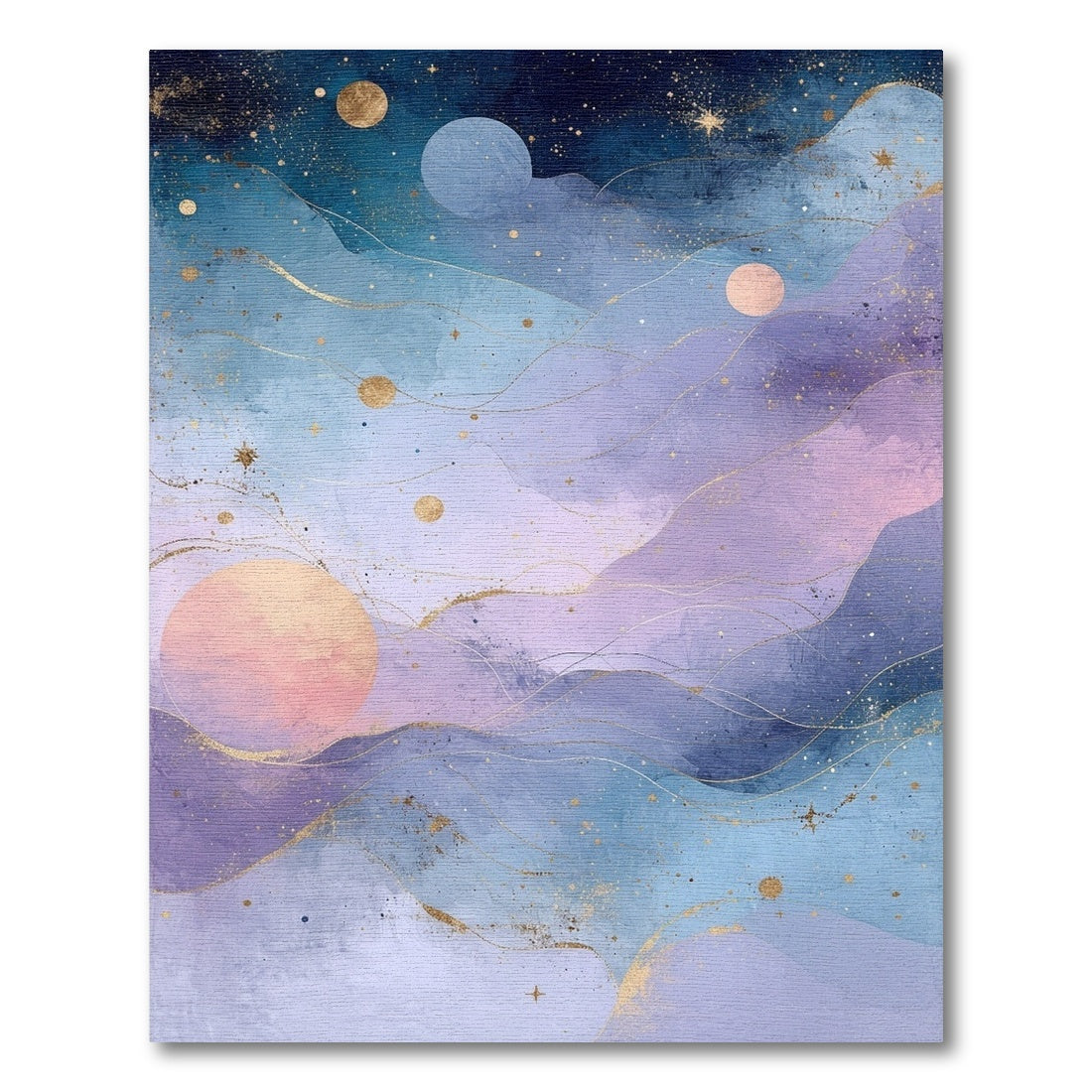 Cosmic Wavy Mountains Stars Planets Rug