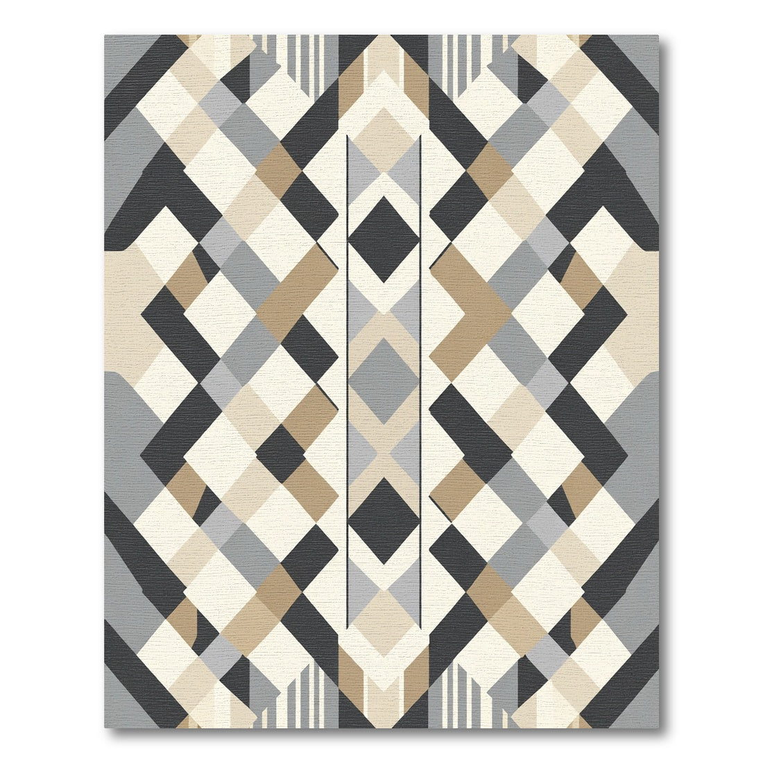 Geometric Tan Diamond Stripes Rug