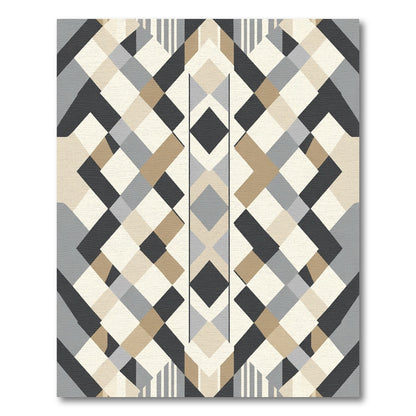 Geometric Tan Diamond Stripes Rug