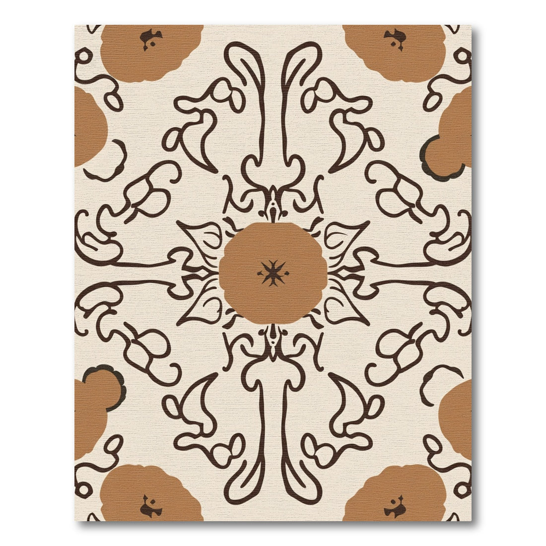 Brown Floral Medallion With Swirls Rug